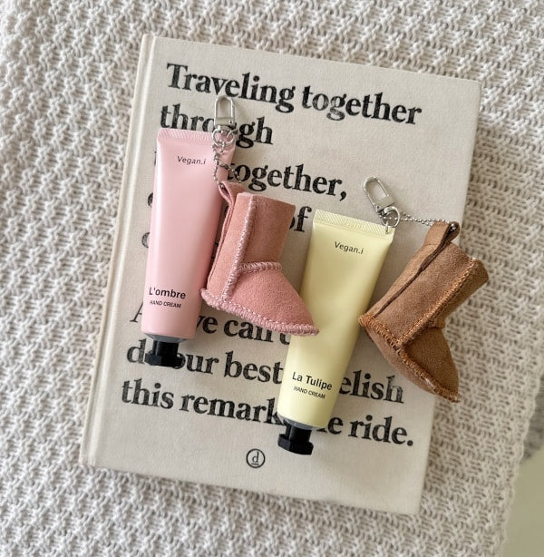 Winter Bootie Vegan Hand Cream Keychain Set Bag Charm