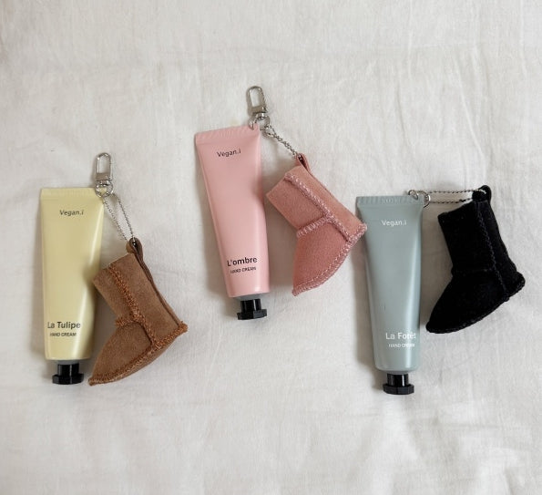 Winter Bootie Vegan Hand Cream Keychain Set Bag Charm