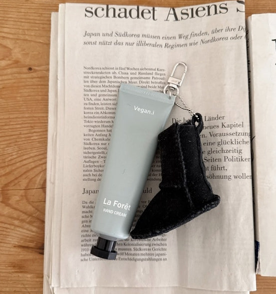 Winter Bootie Vegan Hand Cream Keychain Set Bag Charm