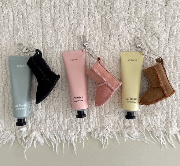 Winter Bootie Vegan Hand Cream Keychain Set Bag Charm