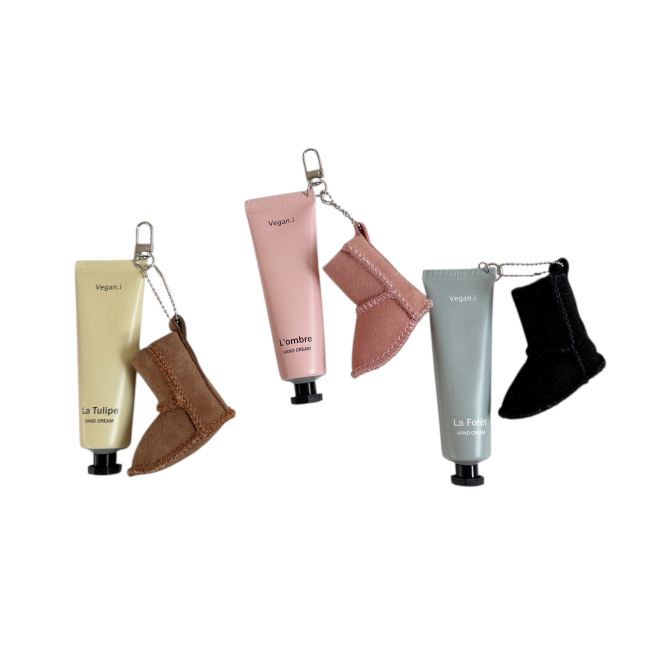 Winter Bootie Vegan Hand Cream Keychain Set Bag Charm