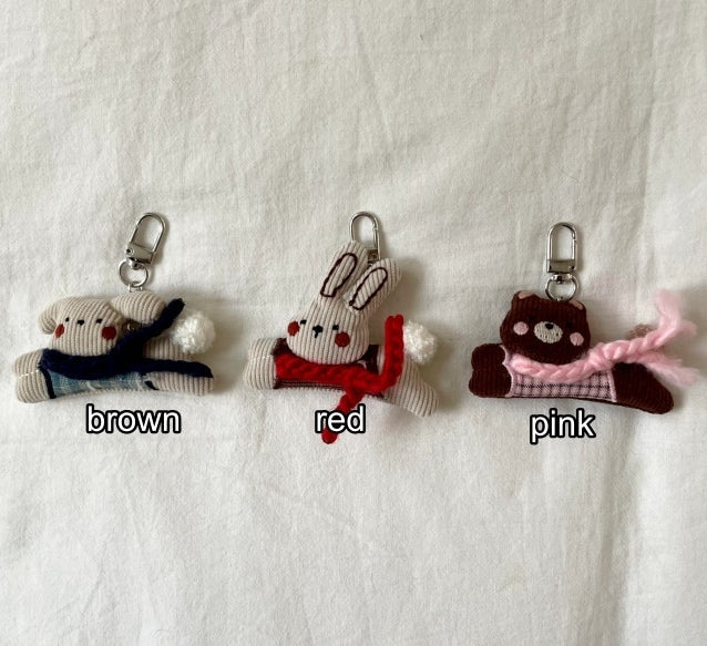 Winter Scarf Animal Friends Plush Keyring
