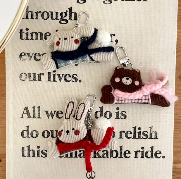 Winter Scarf Animal Friends Plush Keyring