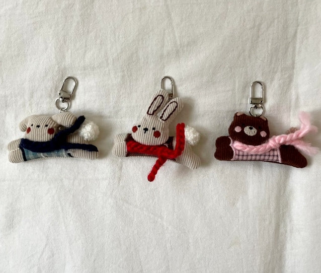 Winter Scarf Animal Friends Plush Keyring
