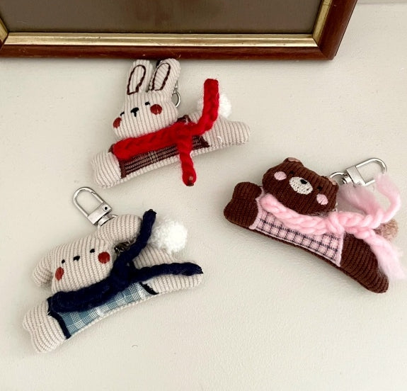 Winter Scarf Animal Friends Plush Keyring