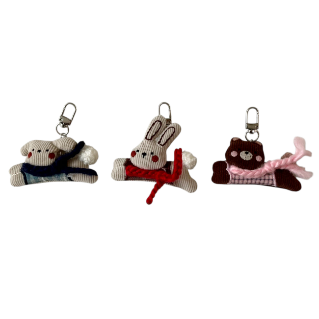 Winter Scarf Animal Friends Plush Keyring