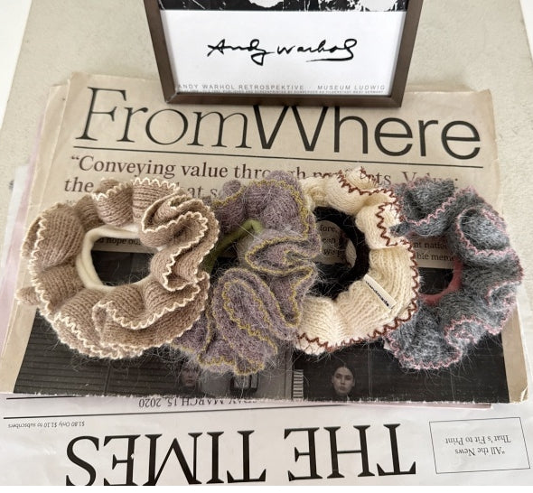 Soft Ruffle Scrunchie – Cozy Knit Collection