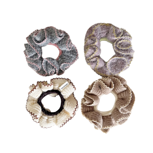 Soft Ruffle Scrunchie – Cozy Knit Collection