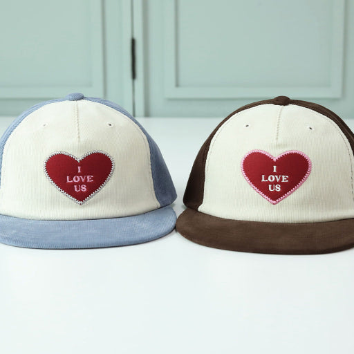 I Love Us Heart Patch Corduroy Ball Cap Unisex 4 Colors
