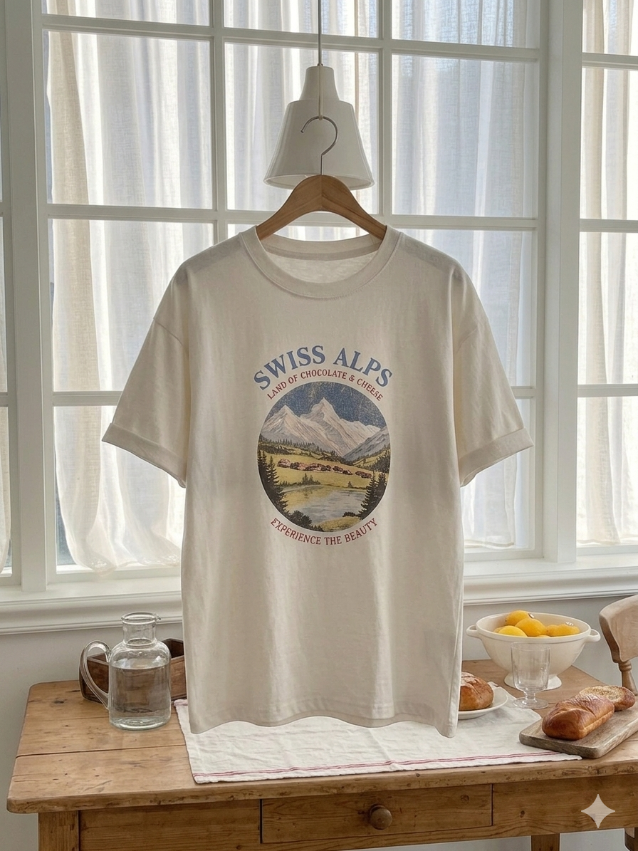 Swiss Alps Vintage Graphic Tee - Luckyplanetusa