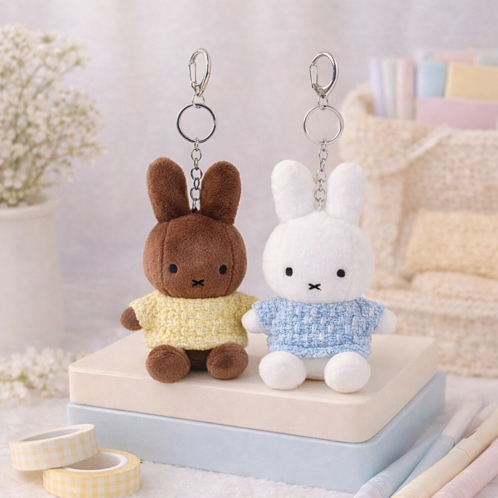 Classic Miffy Stylish tweed twist Plush Bag Charm - Luckyplanetusa