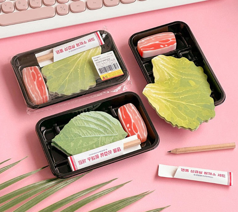 Premium Samgyeopsal (K-BBQ) Memo & Eraser Set-Random - Luckyplanetusa