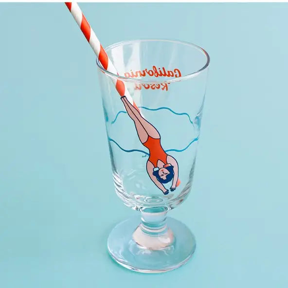 1537  Vintage Glass Cup- Large  2Pcs Gift SET Drinkware