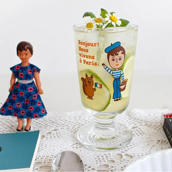 1537  Vintage Glass Cup- S 2Pcs Gift SET Drinkware