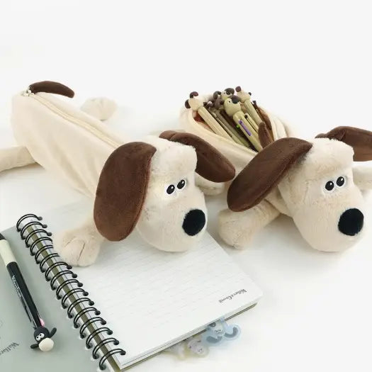 Wallace & Gromit Plush Gromit Dog Pencil Case Pouch - Luckyplanetusa