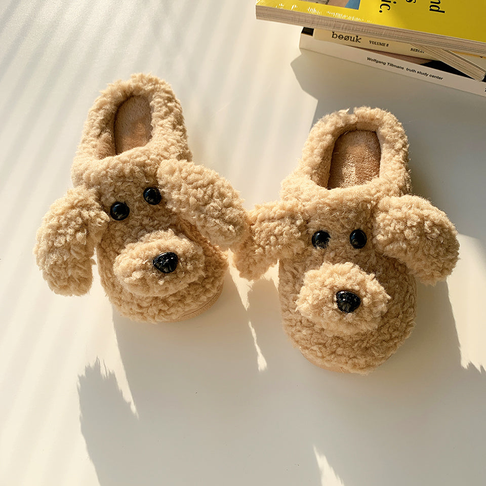 Fluffy Adorable Poodle Slippers - Golden Doodle Home Slippers – Little ...