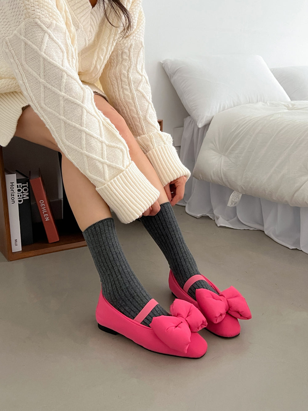 Hot Trend Balletcore Padding Flat Shoes Loafer Maryjane-High Quality Big Ribbon/Bow