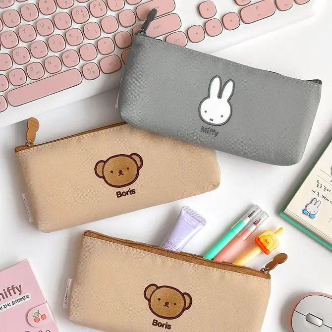 Miffy & Boris Slim Pencil Pouch – Canvas Zipper Case