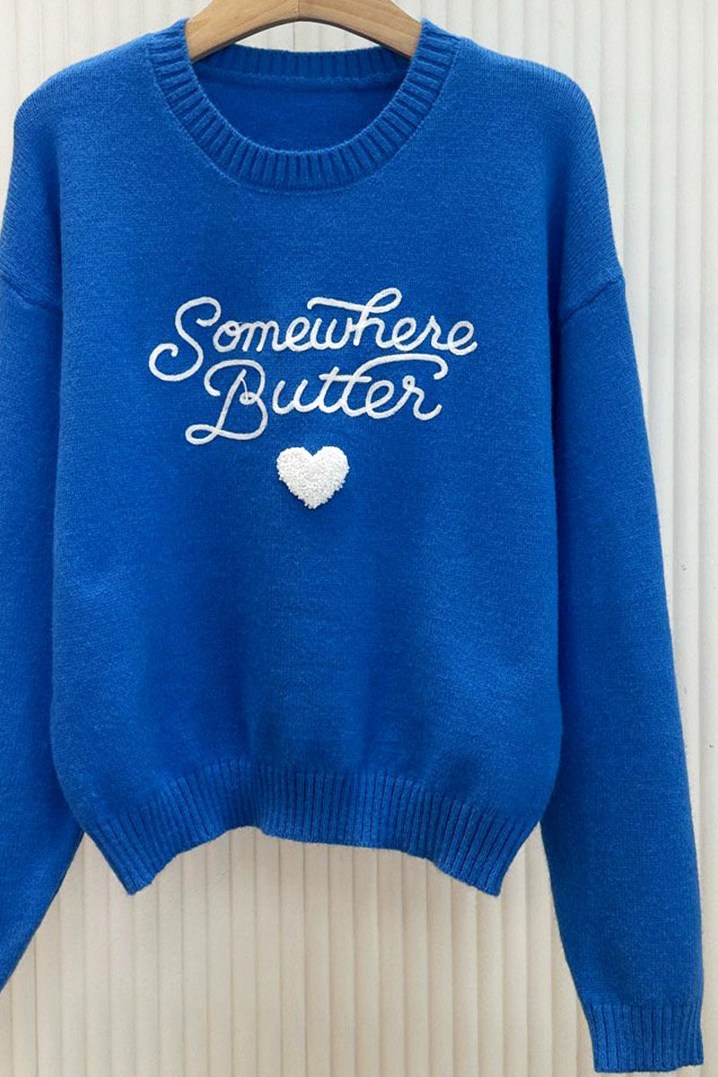 Somewhere Butter Heart Knit Sweater (3 Colors)