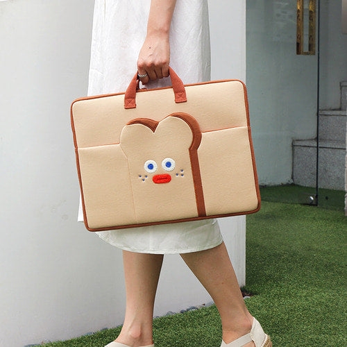 15 Laptop Macbook Case Pouch Bags with Pocket, Handle - Toast Brunch Brother Brand/ Student/office bag
