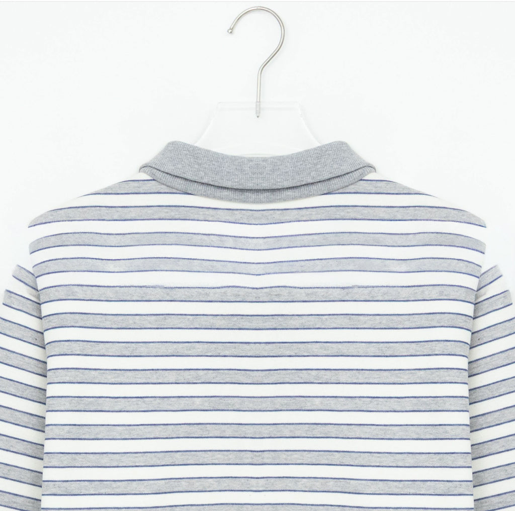 Brushed Fleece Cookie Collar Striped Long Sleeve