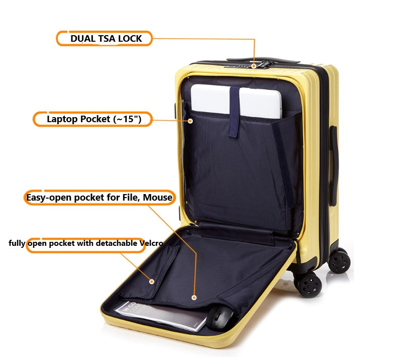 Lucky Planet Lugage - Carry on 21" with cup holder, Stickers - Luckyplanetusa