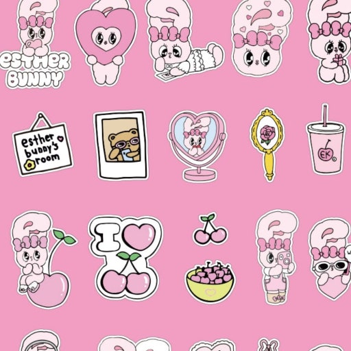 Esther Bunny Big Sticker Pack – Removable Deco Sticker Set - Luckyplanetusa