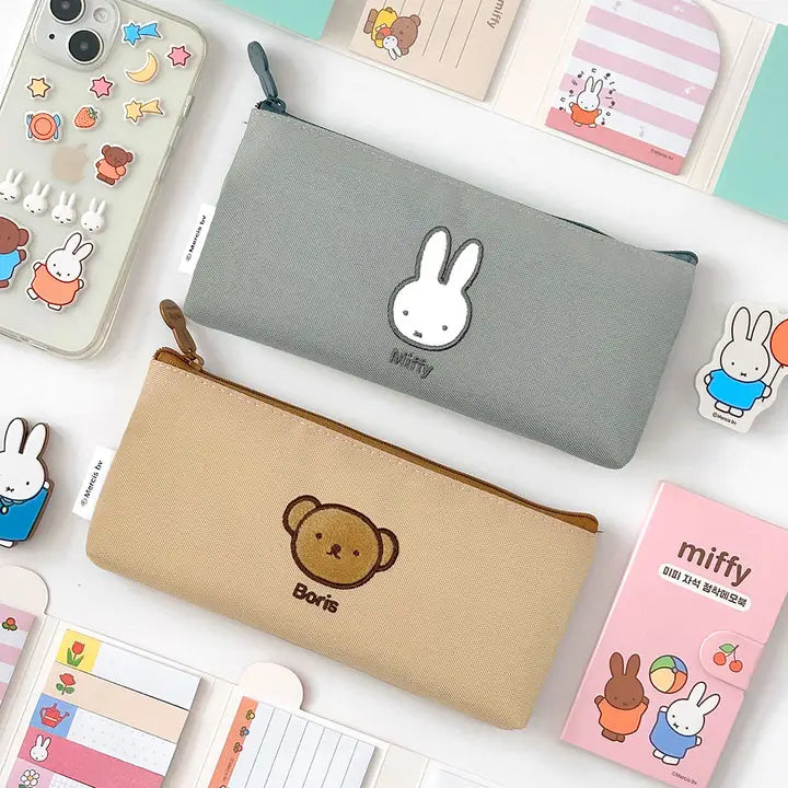 Miffy & Boris Slim Pencil Pouch – Canvas Zipper Case