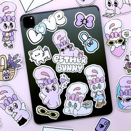 Esther Bunny Big Sticker Pack – Removable Deco Sticker Set - Luckyplanetusa