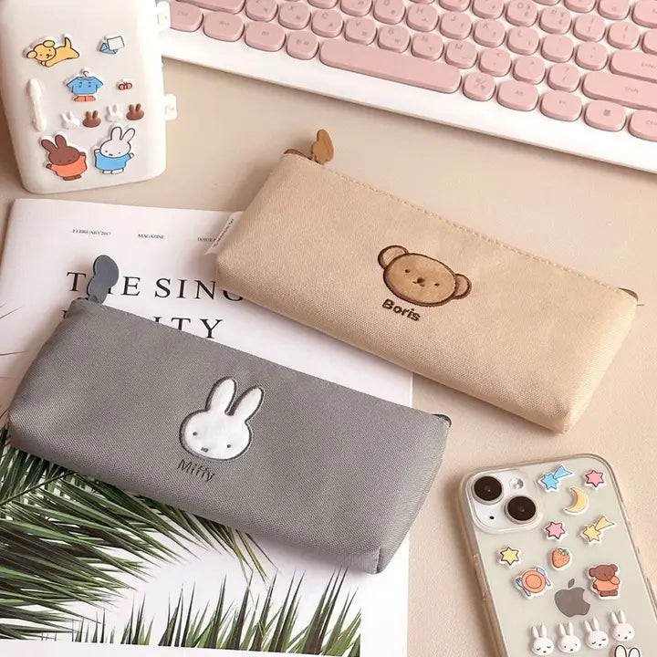 Miffy & Boris Slim Pencil Pouch – Canvas Zipper Case
