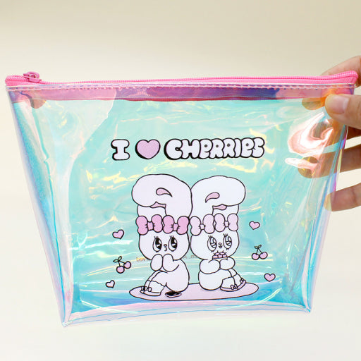 Esther Bunny Aesthetic Hologram Pouch – Cute Makeup & Travel Bag