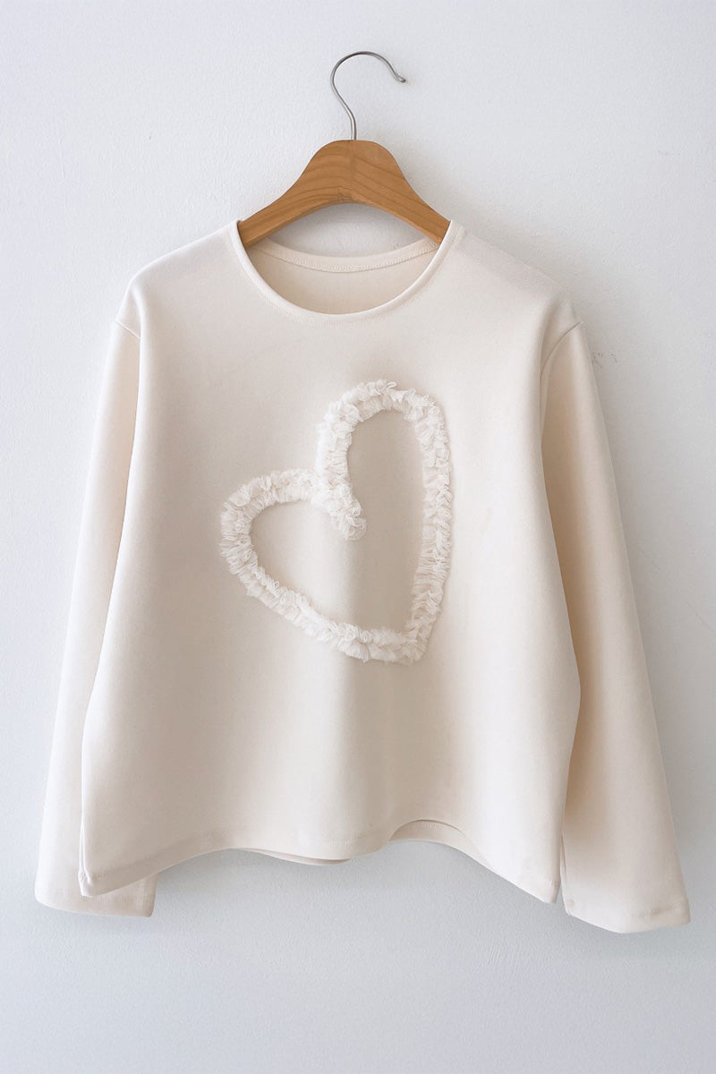 Ruffle Heart Appliqué Stretch Top (Made in Korea)