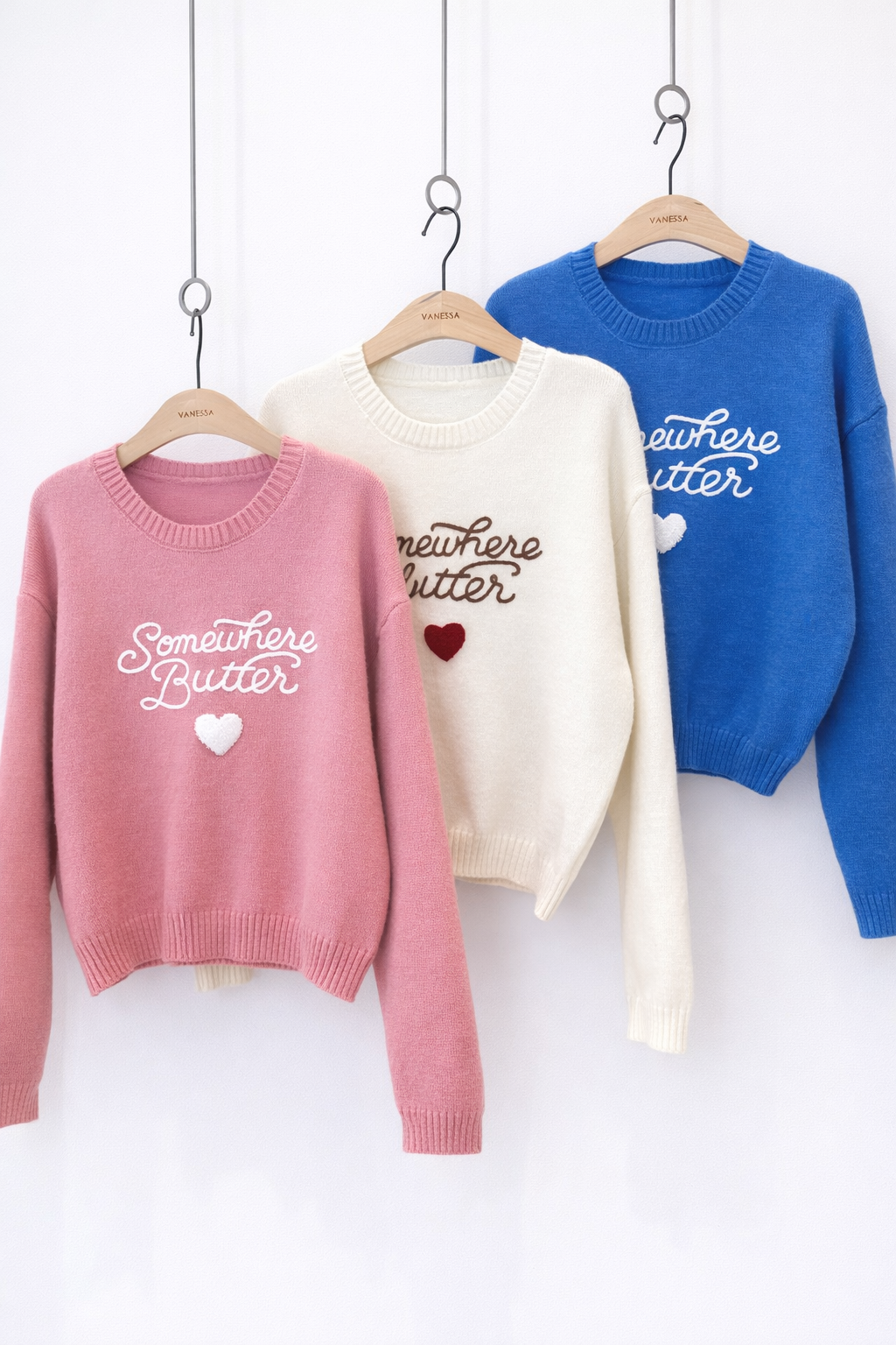 Somewhere Butter Heart Knit Sweater (3 Colors)