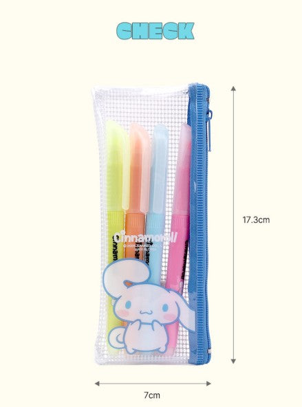 Sanrio Soft Touch Pastel Highlighter Set (4 Colors + Pouch) - Luckyplanetusa
