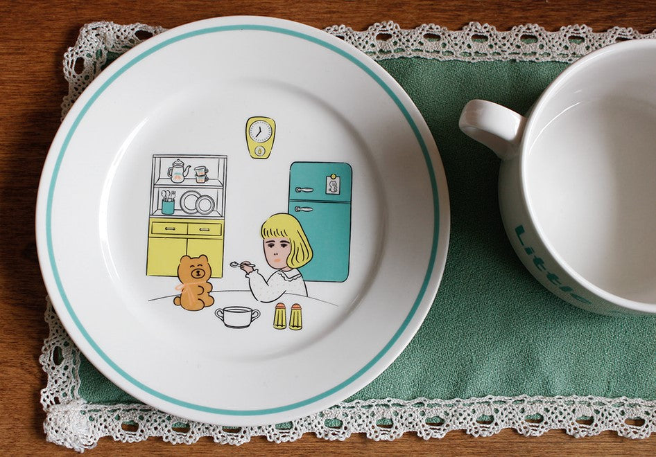 1537 Cafe Plates + Mug cup Set For Two Set - Luckyplanetusa