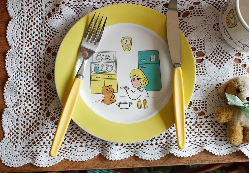 1537 Cafe Plates + Mug cup Set For Two Set - Luckyplanetusa