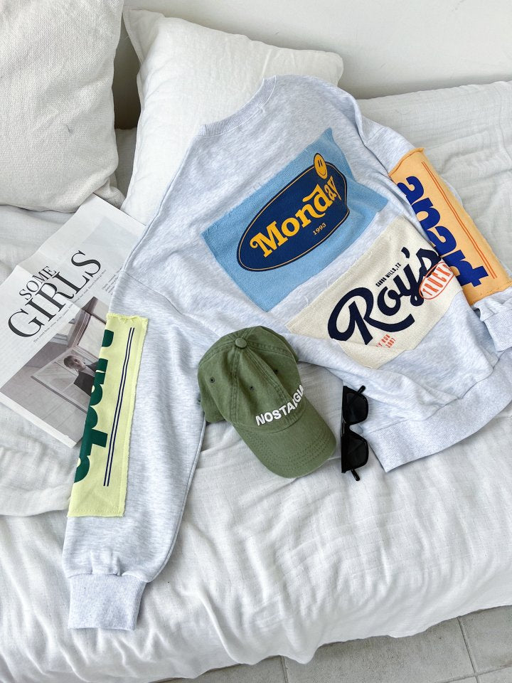 Monday Patch Oversized Cotton Sweatshirt - Luckyplanetusa