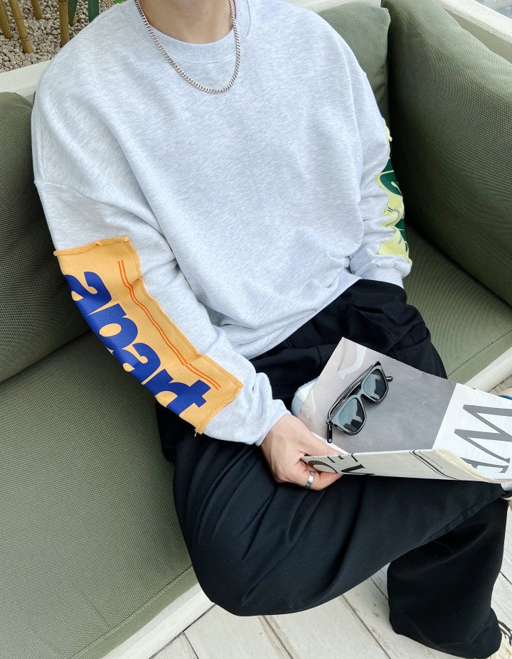 Monday Patch Oversized Cotton Sweatshirt - Luckyplanetusa