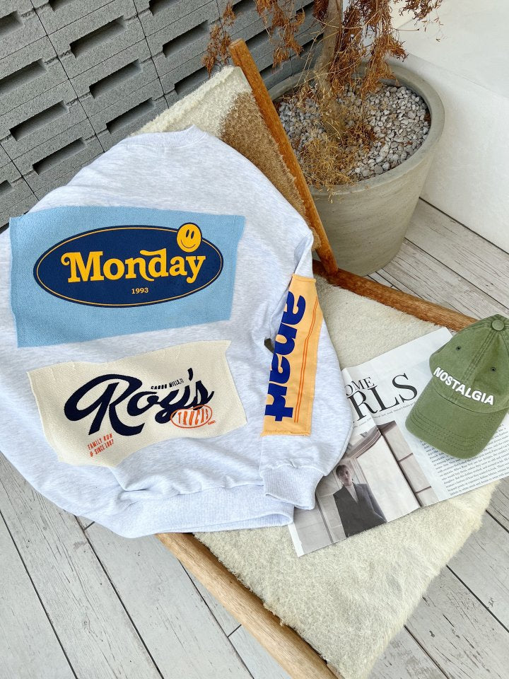 Monday Patch Oversized Cotton Sweatshirt - Luckyplanetusa