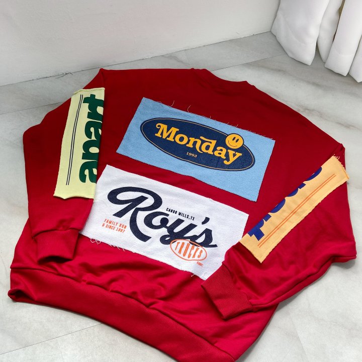 Monday Patch Oversized Cotton Sweatshirt - Luckyplanetusa