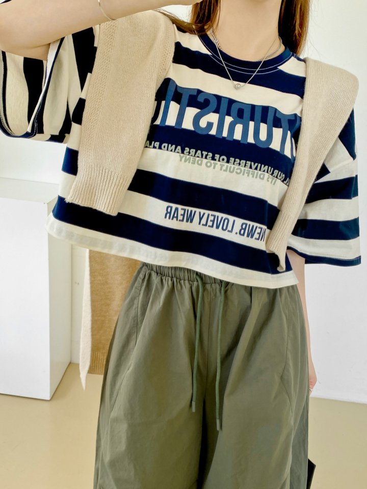 Futuristic Orbit Striped Crop Tee - Luckyplanetusa
