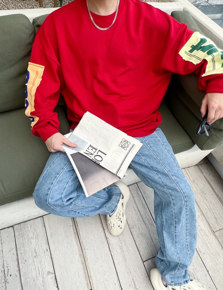 Monday Patch Oversized Cotton Sweatshirt - Luckyplanetusa