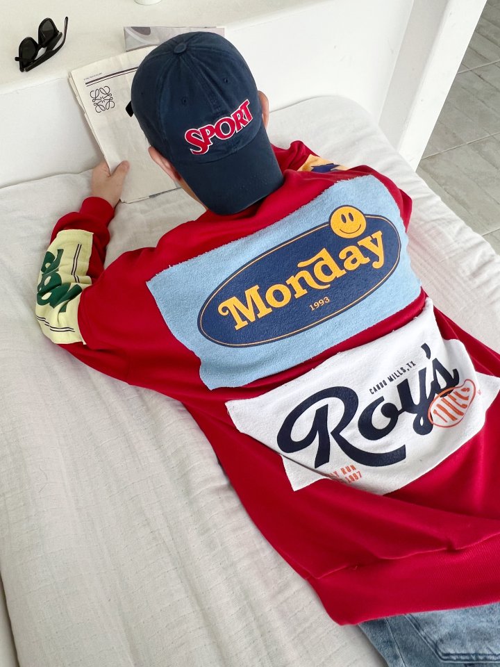 Monday Patch Oversized Cotton Sweatshirt - Luckyplanetusa