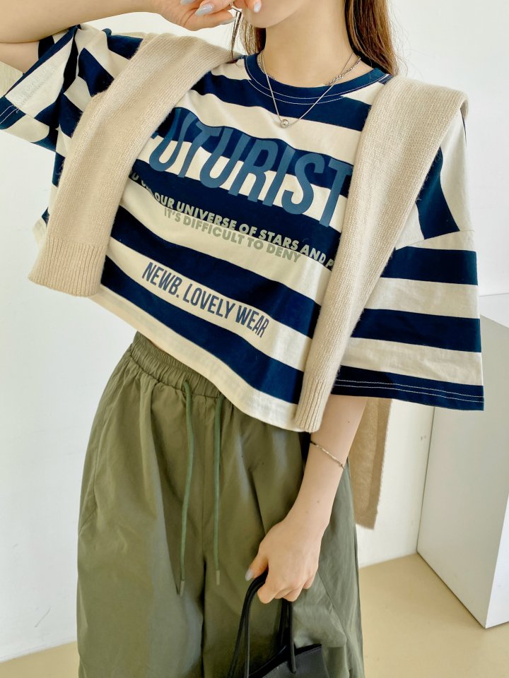 Futuristic Orbit Striped Crop Tee - Luckyplanetusa