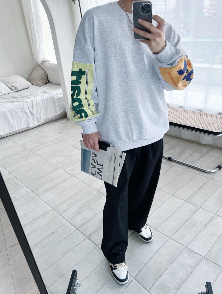 Monday Patch Oversized Cotton Sweatshirt - Luckyplanetusa