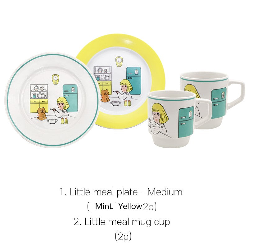 1537 Cafe Plates + Mug cup Set For Two Set - Luckyplanetusa