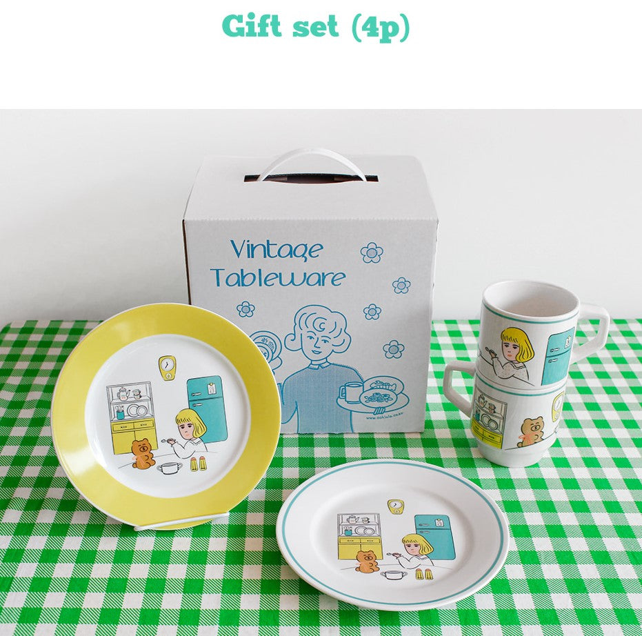 1537 Cafe Plates + Mug cup Set For Two Set - Luckyplanetusa