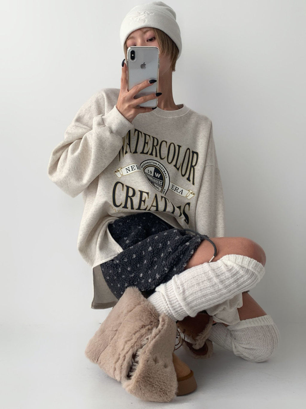 Watercolor Creatives Fleece-Lined Oversized Sweatshirt Vintage Collegiate Graphic Top - Luckyplanetusa