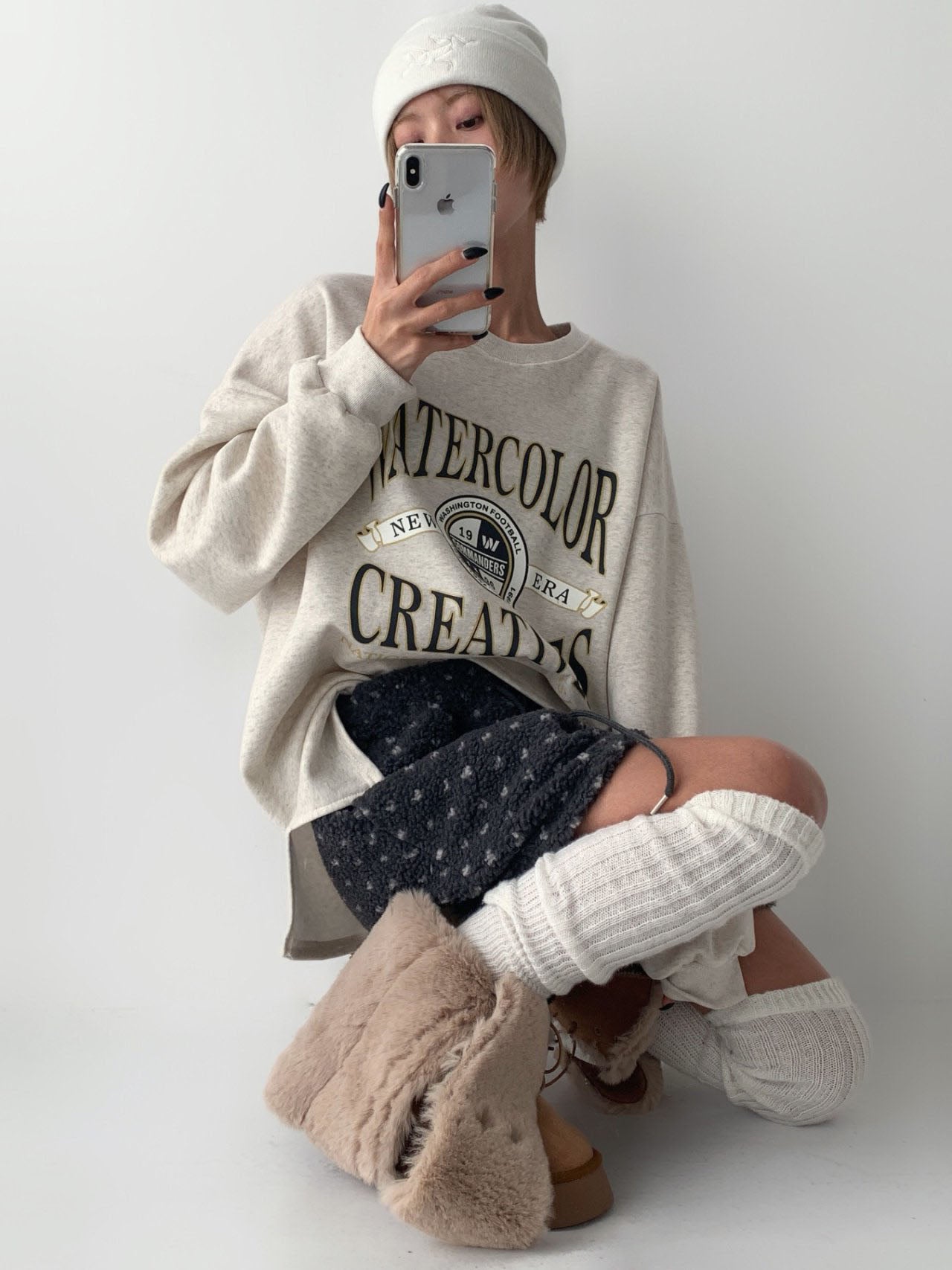 Watercolor Creatives Fleece-Lined Oversized Sweatshirt Vintage Collegiate Graphic Top - Luckyplanetusa