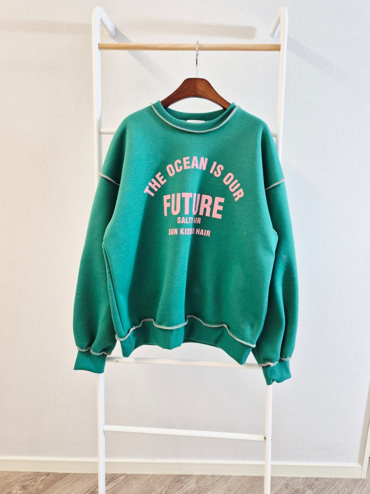 Ocean Future Raw-Seam Oversized Sweatshirt Made in Korea